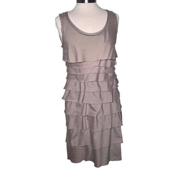 Alfani 8 Gray Sleeveless Tiered Ruffle Dress  Cotton/Spandex Blend Pullover - Picture 1 of 16